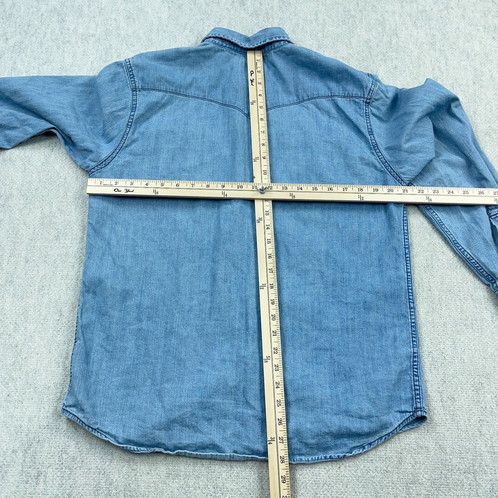 Levis Denim Shirt Men Large Light Blue Pearl Snap Western Yoke Jean Cowboy - Picture 6 of 10
